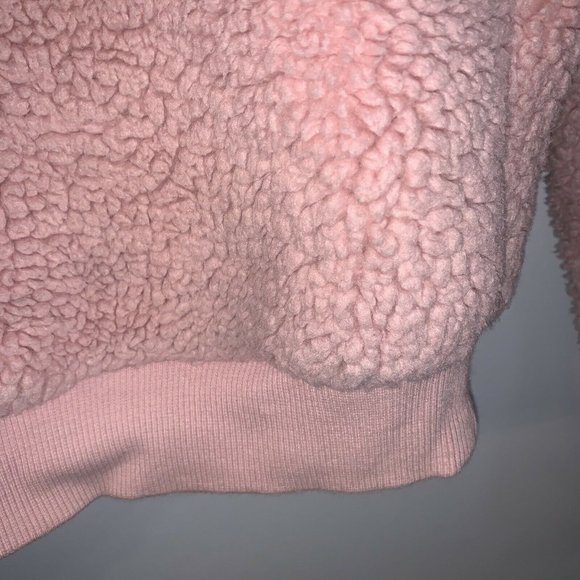 Topshop Ladies Sweatshirt Style Top 6 Pink Teddy Bear Style Quarter Zip - Picture 7 of 9